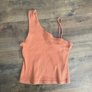 We The Free Ribbed One Shoulder Tank Top Small Rust Orange